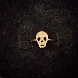 14k Gold Skull Ring with Diamonds - Edgy & Elegant - Originally $300